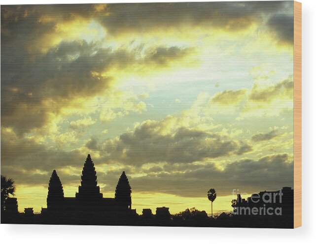 Angkor Wat Wood Print featuring the photograph Angkor Wat Sunrise 03 by Rick Piper Photography