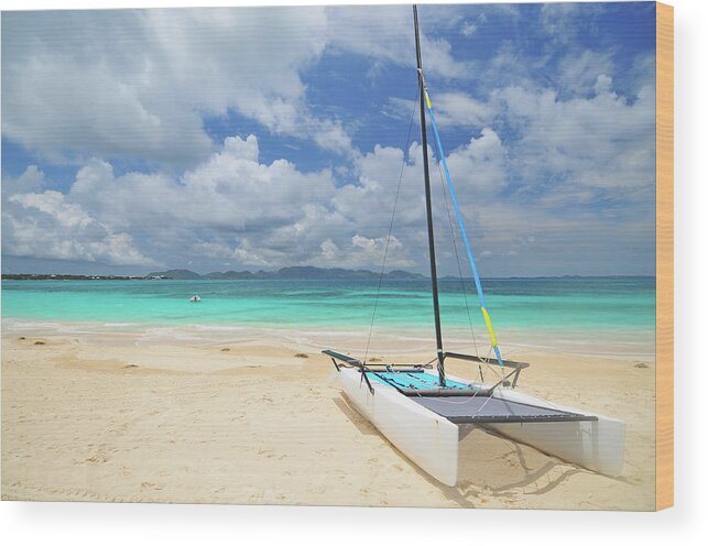 Sailboat Wood Print featuring the photograph Anguilla Beach by Maxian