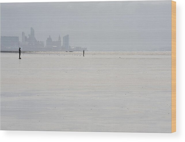 Liverpool Wood Print featuring the photograph Another Place Crosby Gormley by Jerry Daniel