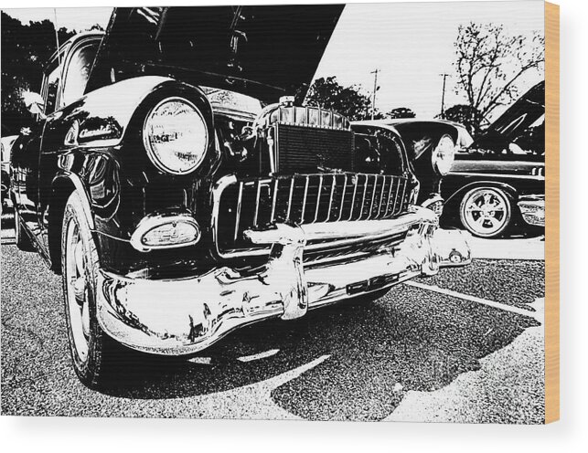 Automobile Wood Print featuring the photograph Antique Chevy Car at Car Show by Danny Hooks