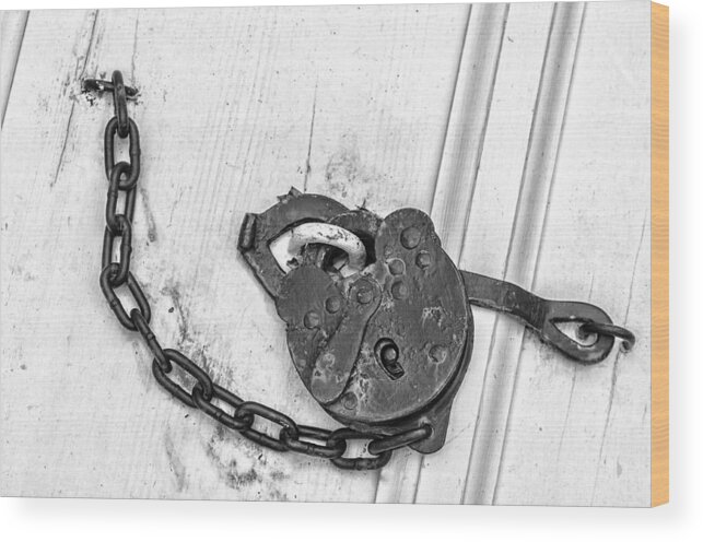 White Wood Print featuring the photograph Antique Lock by Gary Slawsky