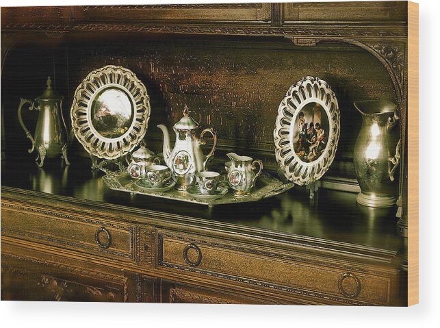 Tea Set Wood Print featuring the photograph Antique Tea Set by Alice Terrill