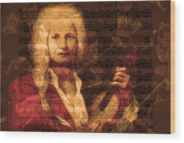 Classical Music Wood Print featuring the digital art Antonio Vivaldi by John Vincent Palozzi