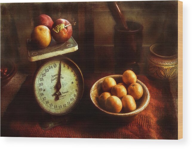 Fruit Wood Print featuring the photograph Apples to Oranges by John Rivera
