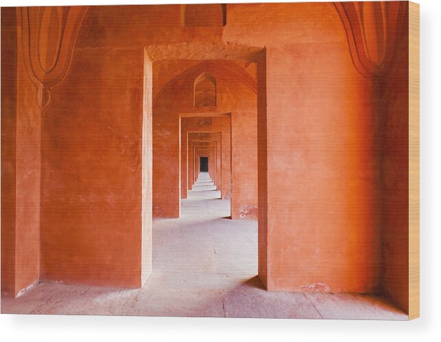 Unesco Wood Print featuring the photograph Architectural Detail of the Taj Mahal in Agra, India by Powerofforever