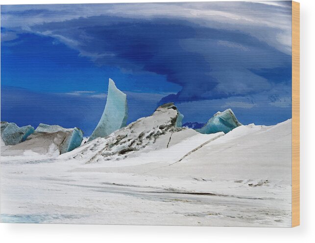 Ice Wood Print featuring the digital art Arctic Pressure Ridge by David Blank