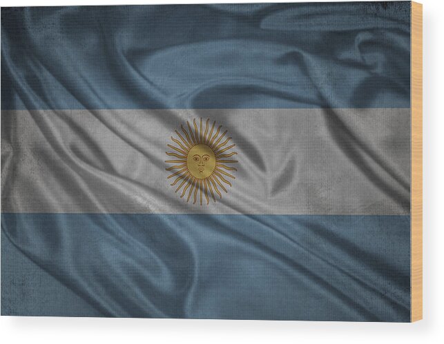 Argentina Wood Print featuring the digital art Argentinian flag waving on canvas by Eti Reid