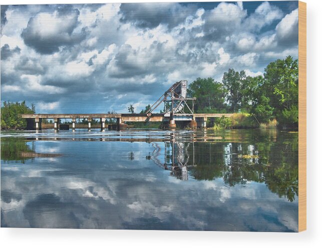 Water Wood Print featuring the photograph Ashepoo Train Trestle by Scott Hansen