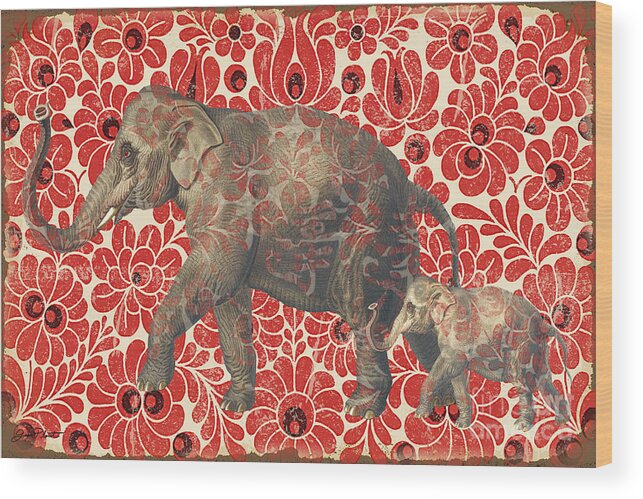 Asian Wood Print featuring the digital art Asian Elephant-JP2185 by Jean Plout