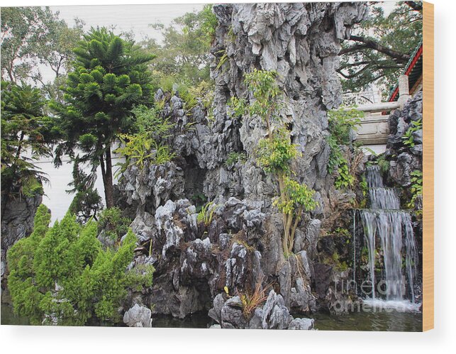 Park Wood Print featuring the photograph Asian Rock Garden by Amanda Mohler