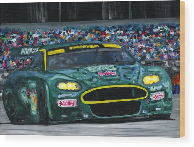 Aston Martin Wood Print featuring the painting 009 Le Mans 2007 by Ran Andrews