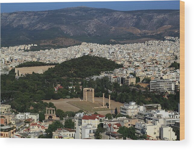 Greek Culture Wood Print featuring the photograph Athens View From Acropolis by Iñigo Escalante
