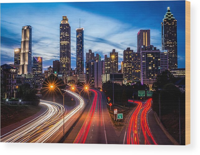 Atlanta Wood Print featuring the photograph Atlanta Skyline by Riddhish Chakraborty