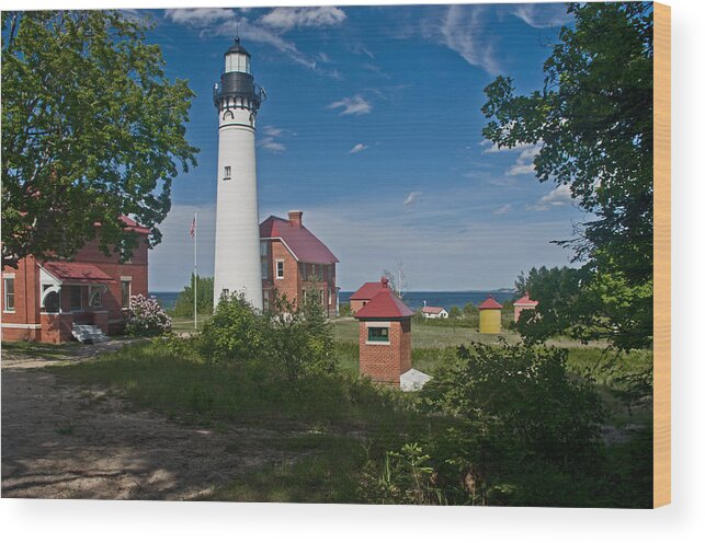 Lighthouse Wood Print featuring the photograph Au Sable Point Lighthouse by Gary McCormick