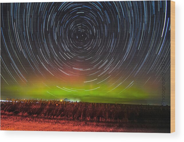 Stars Wood Print featuring the photograph Aurora Startrail by Paul Brooks