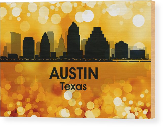 City Silhouette Wood Print featuring the mixed media Austin TX 3 by Angelina Tamez