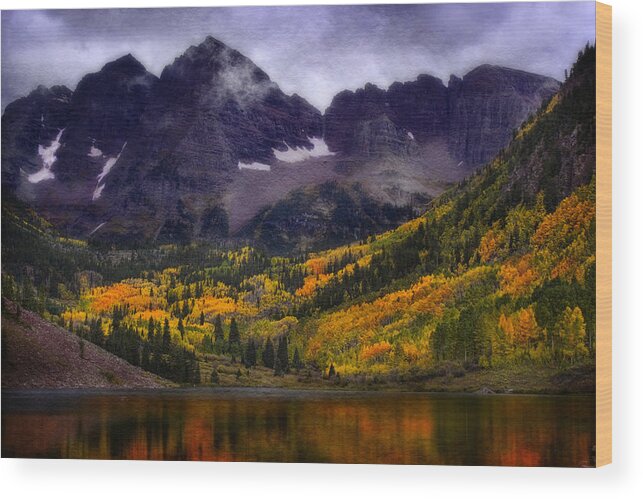 Colorado Wood Print featuring the photograph Autumn at Maroon Bells by Ellen Heaverlo