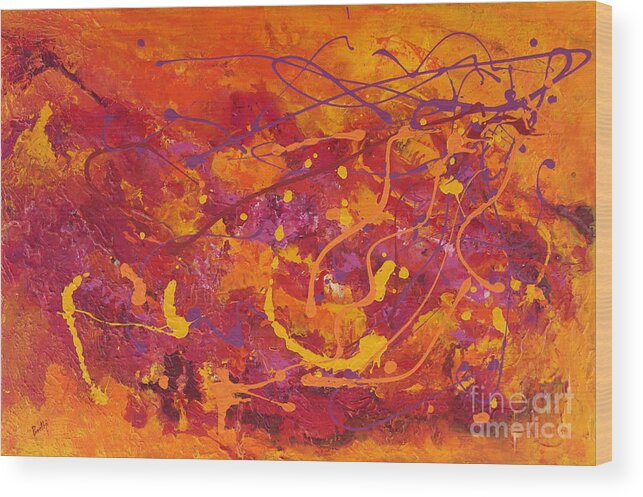 Swirl Wood Print featuring the painting Autumn leaves by Preethi Mathialagan