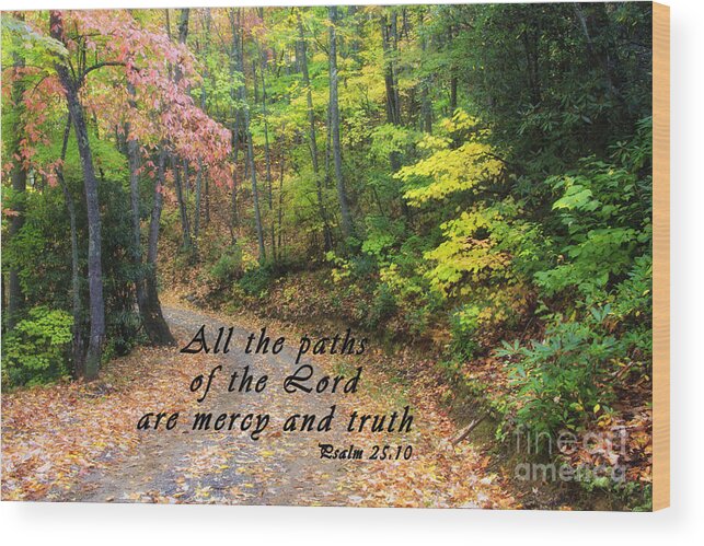 North Wood Print featuring the photograph Autumn Path with Scripture by Jill Lang