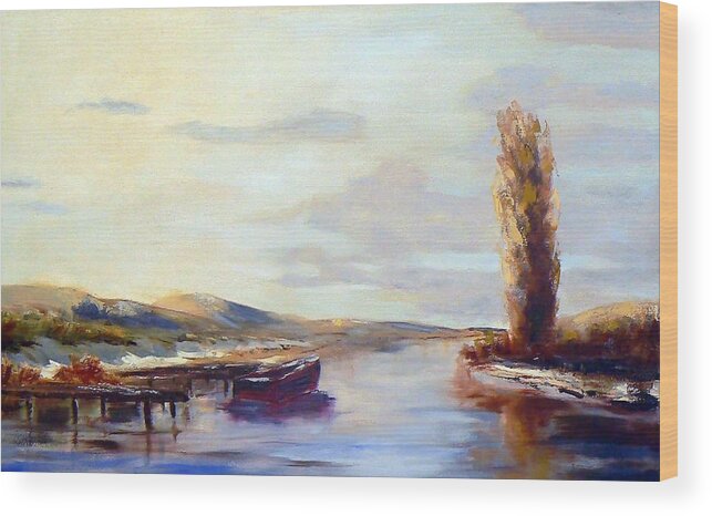 Autumn Wood Print featuring the painting Autumn River by Marietjie Du Toit