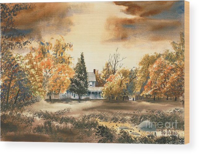 Autumn Sky No W103 Wood Print featuring the painting Autumn Sky No W103 by Kip DeVore