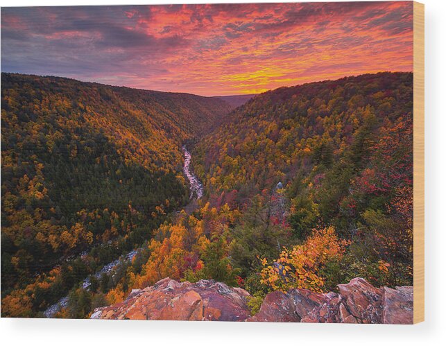 Blackwater Falls State Park Wood Print featuring the photograph Autumn Sunset from Pendleton Point by Joseph Rossbach