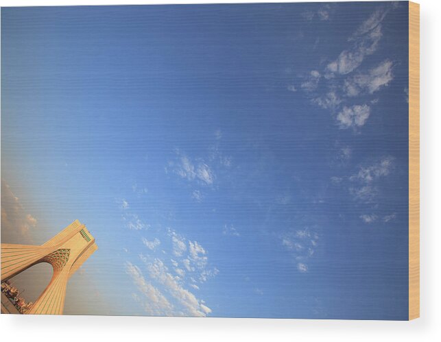 Outdoors Wood Print featuring the photograph Azadi Tower Monument In Tehran by Massimo Pizzotti