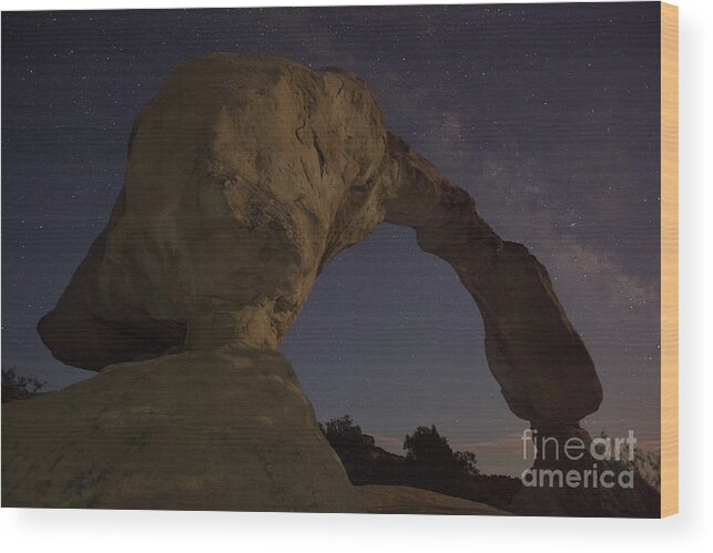 Night Time Photography Wood Print featuring the photograph Aztec Arch by Keith Kapple