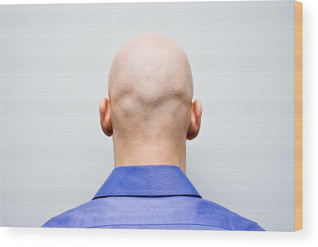 People Wood Print featuring the photograph Back of man's bald head by Michellegibson