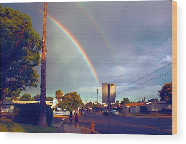 Rainbow Wood Print featuring the photograph Back To School Rainbow by Jeremy McKay