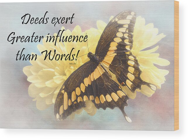 Love Wood Print featuring the photograph Bahai Butterfly quote by Rudy Umans