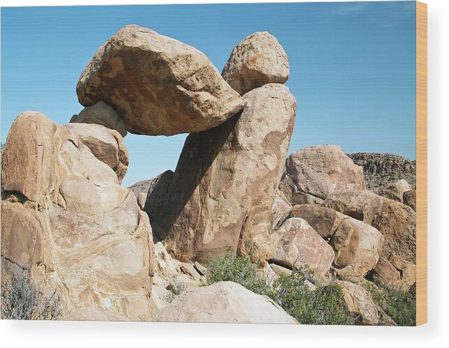 Arid Wood Print featuring the photograph Balancing Rocks by Bob Gibbons/science Photo Library