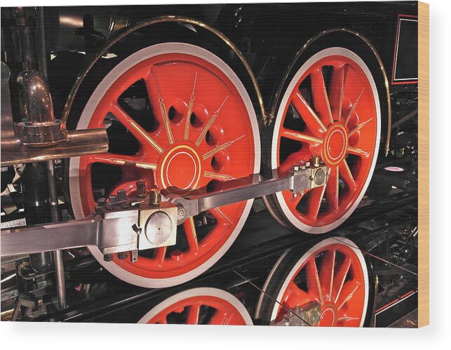 Baldwin Locomotive Works Wood Print featuring the photograph Virginia and Truckee No 13 Baldwin Locomotive Works Philadelphia Engine Wheel Detail by Michele Myers
