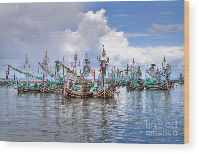 Travel Wood Print featuring the photograph Balinese Fishing Boats by Louise Heusinkveld