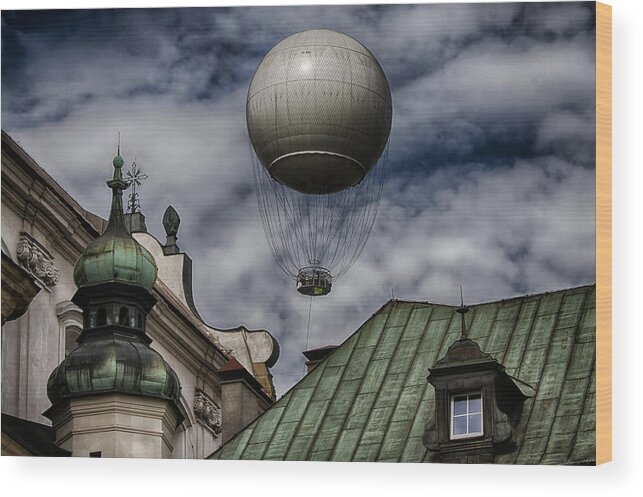 Balloon Wood Print featuring the photograph Balloon Over Krakow by Robert Woodward