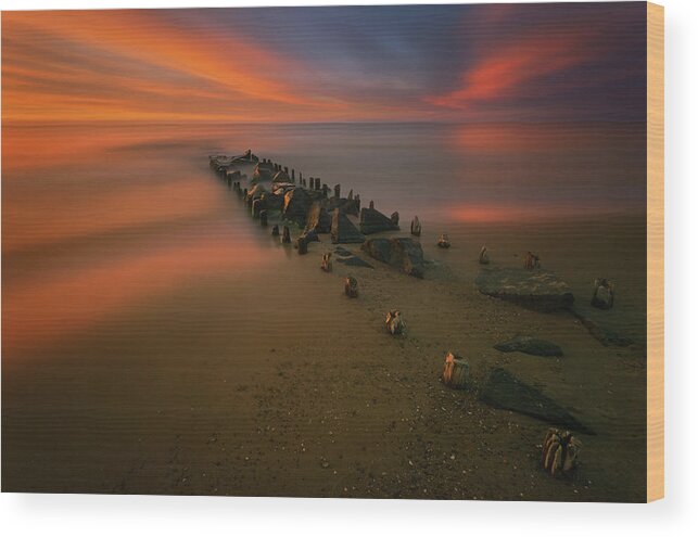 Landscape Wood Print featuring the photograph Baltic by Krzysztof Browko