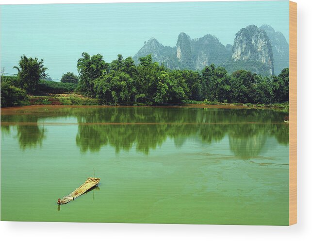 Scenics Wood Print featuring the photograph Bamboo Raft by Melindachan