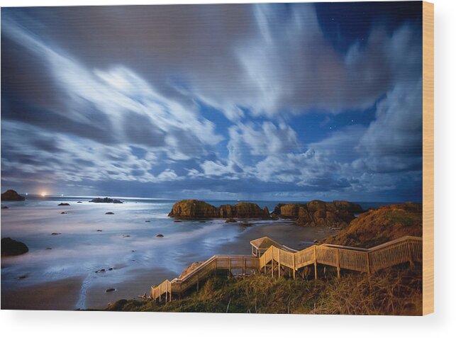 Bandon Wood Print featuring the photograph Bandon Nightlife by Darren White