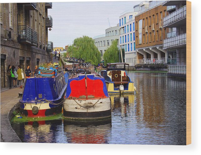 Canal Wood Print featuring the photograph Barges on the Canal by Nicky Jameson