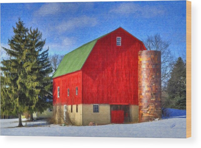 Rural Wood Print featuring the painting Barn in Winter by Dean Wittle