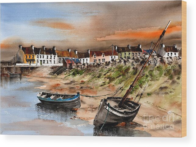 Val Byrne Wood Print featuring the painting Barna Sunset Galway #1 by Val Byrne
