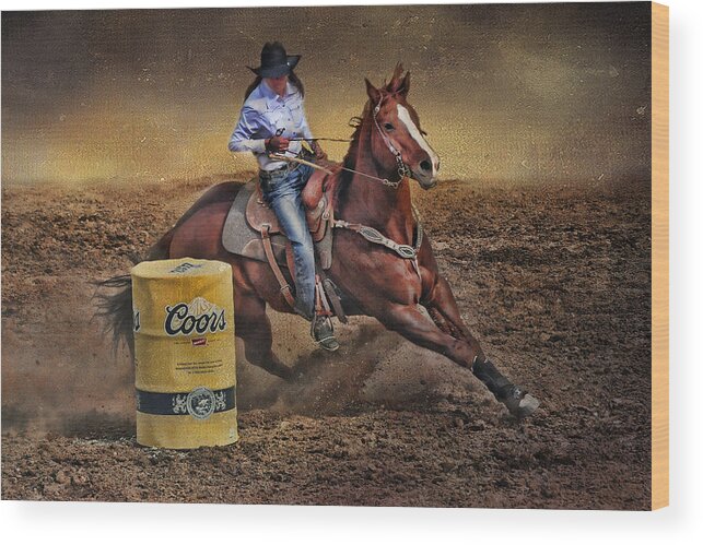 Cowgirl Wood Print featuring the photograph Barrel-Rider Cowgirl by Barbara Manis