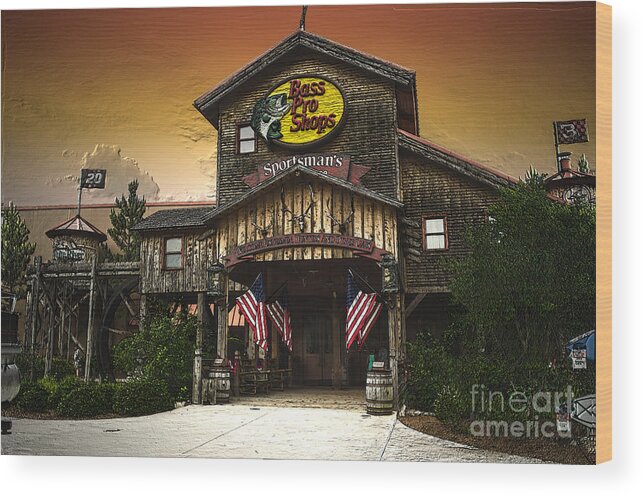 Shop Wood Print featuring the photograph Bass Pro Shop by Donna Brown