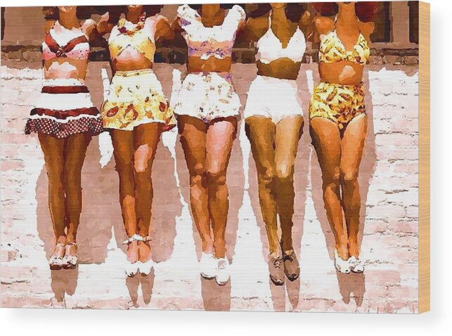 Women Wood Print featuring the painting Bathing Beauties No. 4 by Lelia DeMello