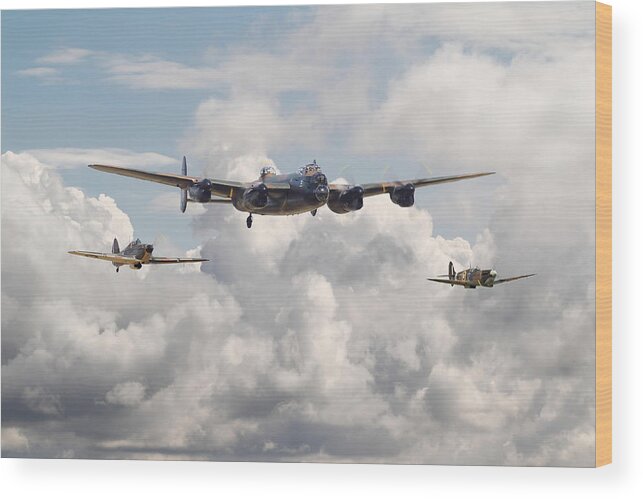 Aircraft Wood Print featuring the digital art Battle of Britain - Memorial Flight by Pat Speirs