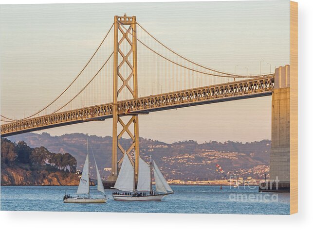 Bay Bridge Wood Print featuring the photograph Bay Bridge Gold by Kate Brown