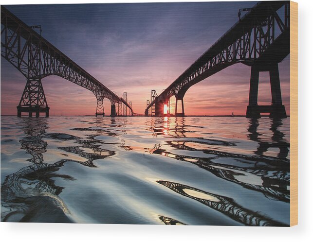 Bay Bridge Wood Print featuring the photograph Bay Bridge Reflections by Jennifer Casey