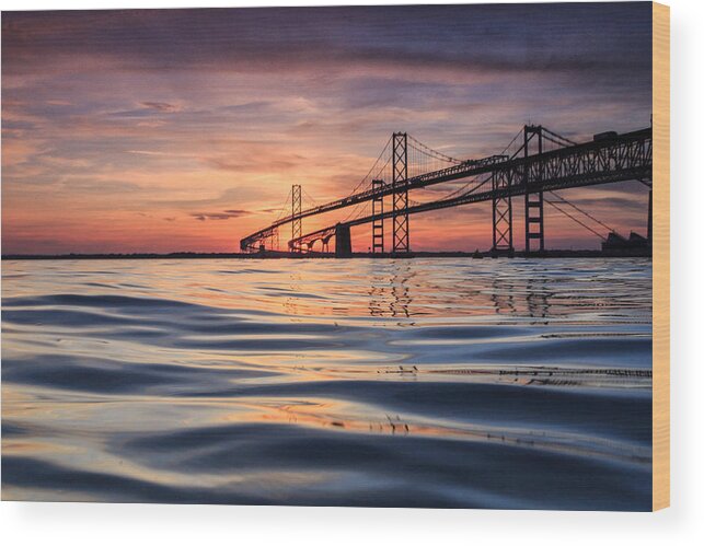Bay Bridge Wood Print featuring the photograph Bay Bridge Silk by Jennifer Casey