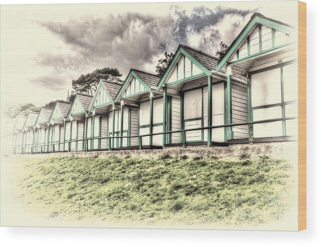 Langland Bay Beach Huts Wood Print featuring the photograph Beach Huts 4 by Steve Purnell