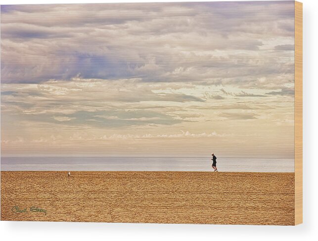 Staley Wood Print featuring the photograph Beach Jogger by Chuck Staley